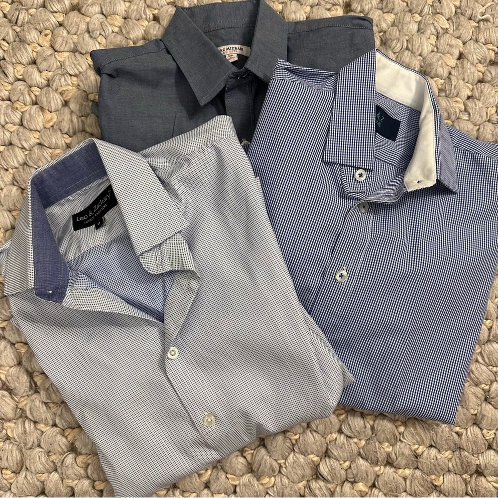 SALE Isaac Mizrahi + more boys dress shirts bundle Blue Check size 12